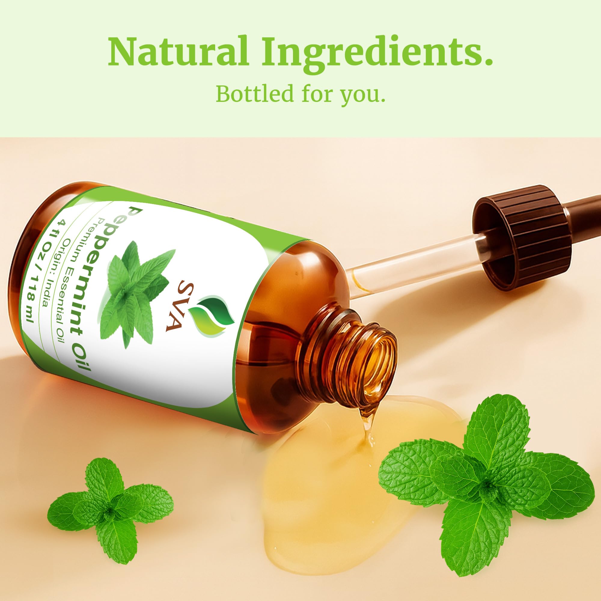 SVA ORGANICS Peppermint Arvensis oil packaging for premium care.
