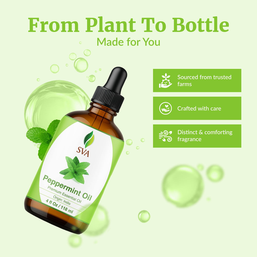 SVA ORGANICS Peppermint Arvensis oil used in skin care application.