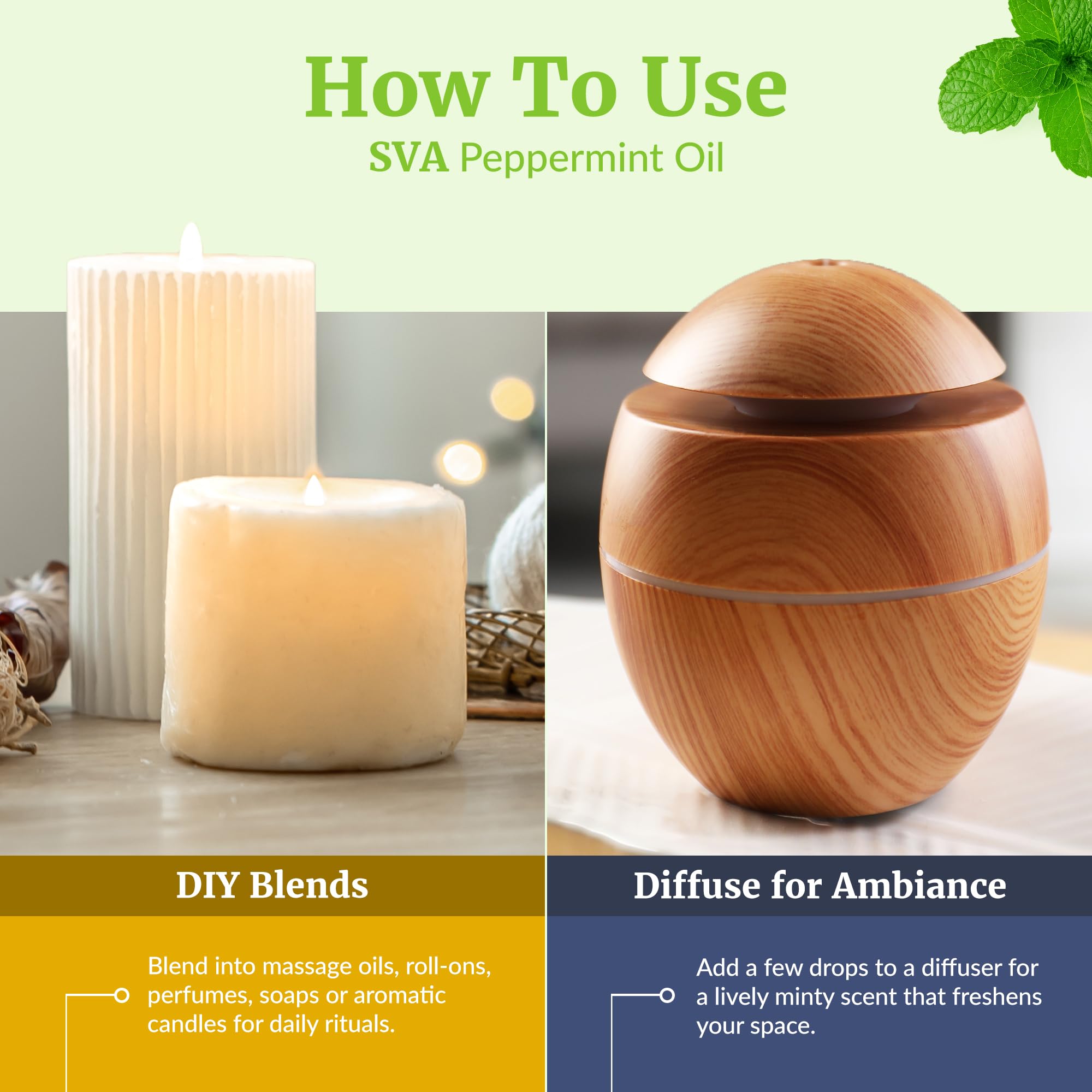 SVA ORGANICS Peppermint Arvensis oil in soap and candle crafting.