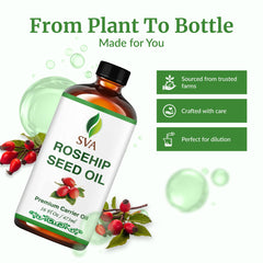SVA Rosehip Seed Oil in hair and scalp massage nourishes strands.