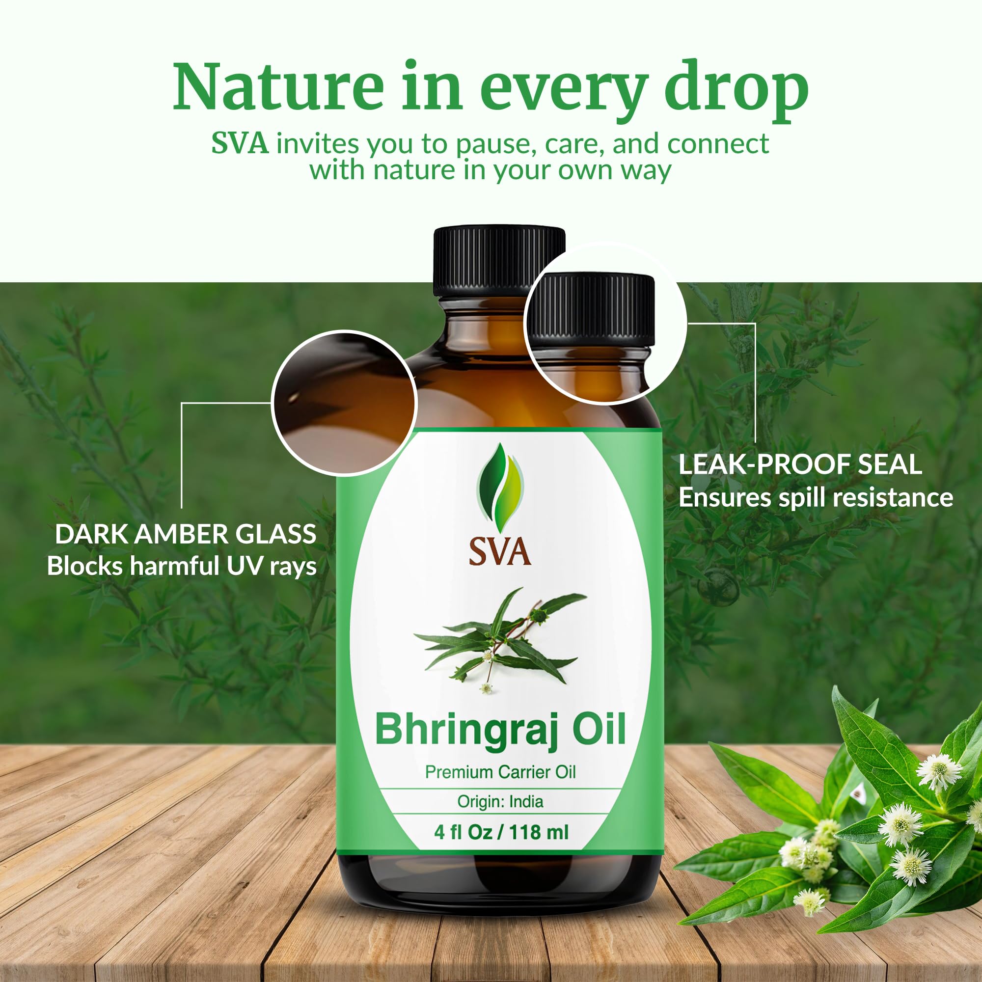 SVA ORGANICS bhringraj oil as a lightweight skin moisturizer for massage.