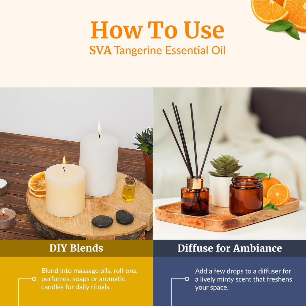 Skin care application: add drops to cream with SVA Tangerine oil.