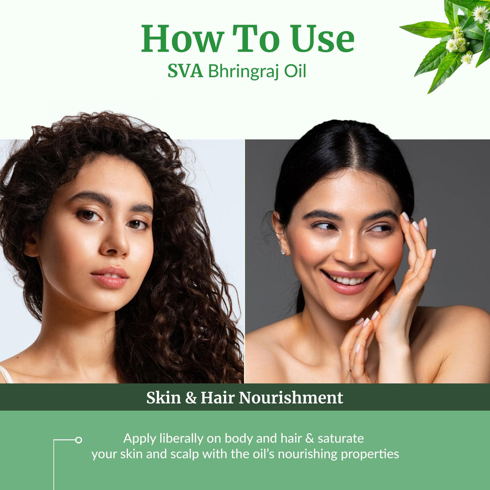 SVA ORGANICS warm oil application for deeper penetration during hair care.