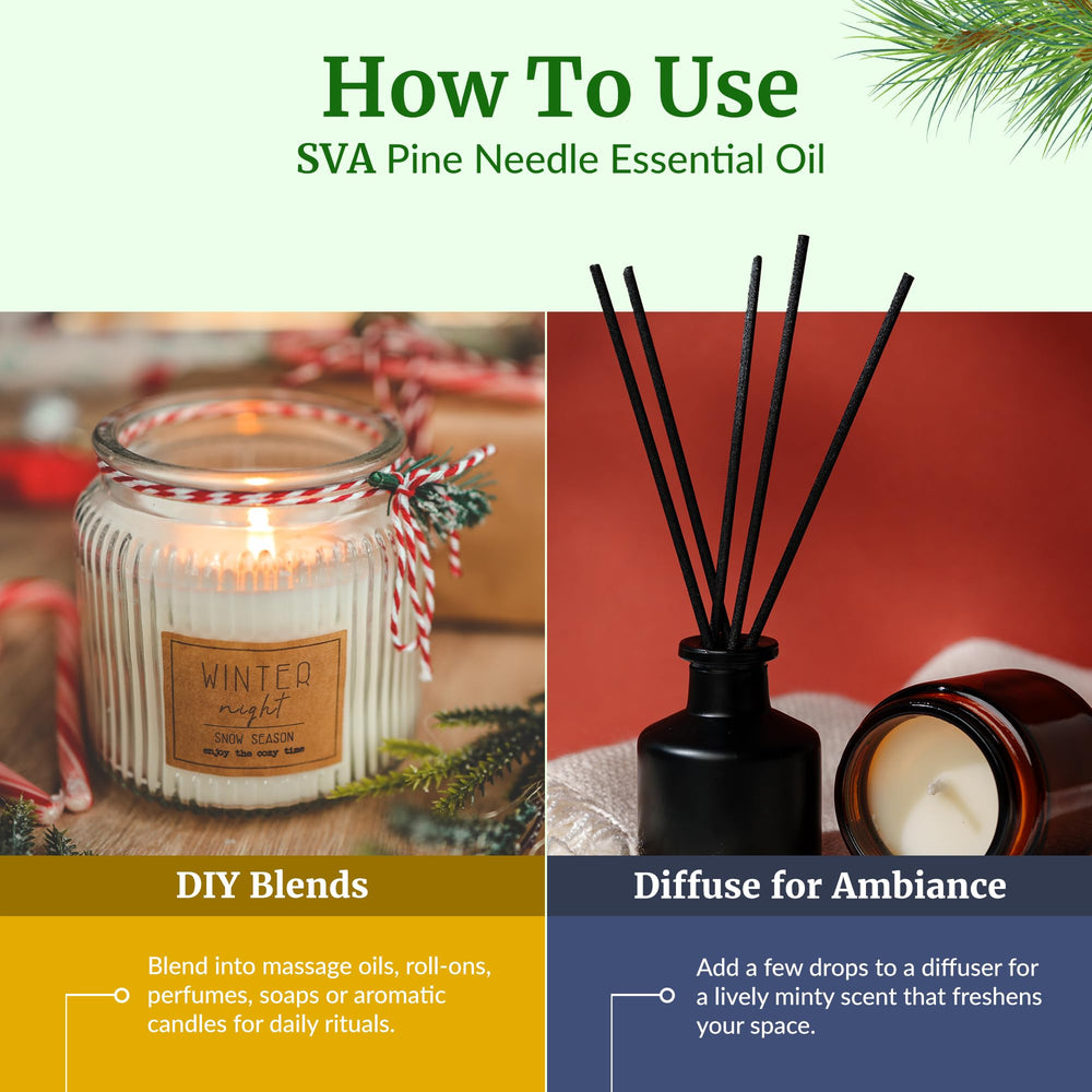 SVA Pine Needle Oil in a bath ritual for gentle relaxation.