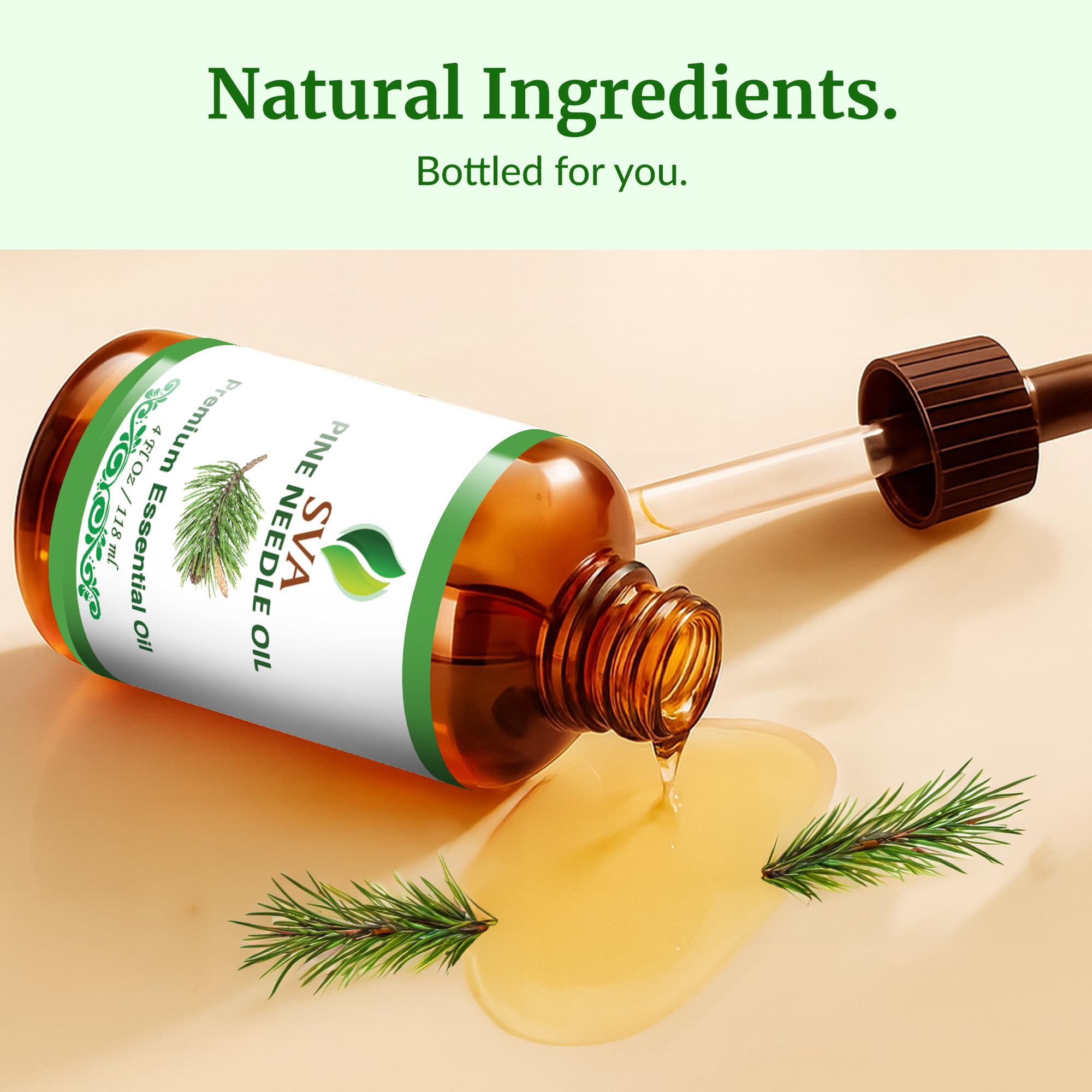 SVA Pine Needle Oil bottle and dropper for easy use and storage.