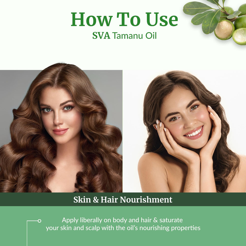 SVA Tamanu Oil packaging box reflects cruelty-free, preservative-free quality.