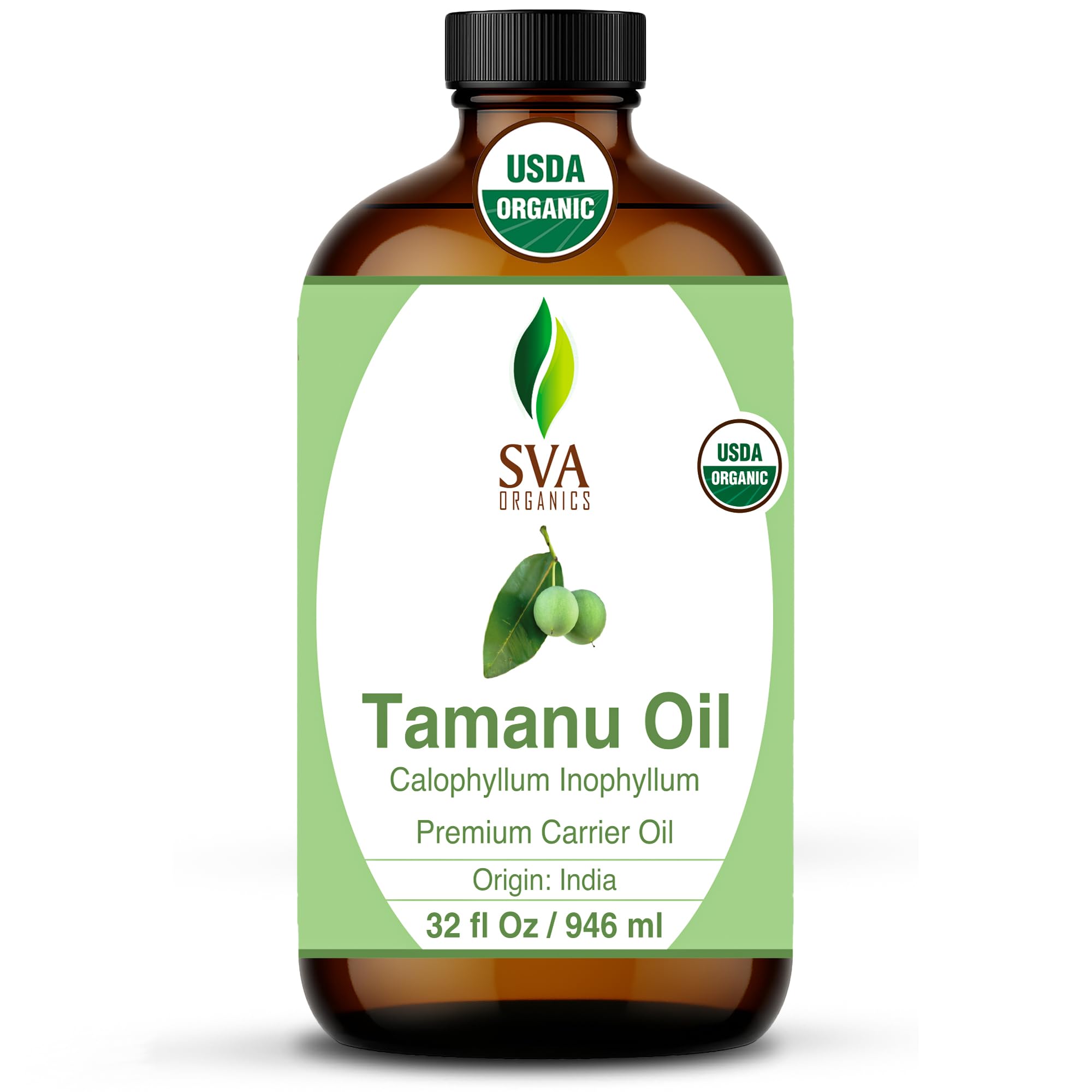 SVA Tamanu oil bottle for skin care and massage.