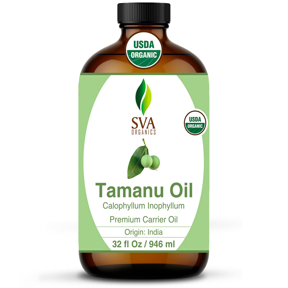 SVA Tamanu oil bottle for skin care and massage.