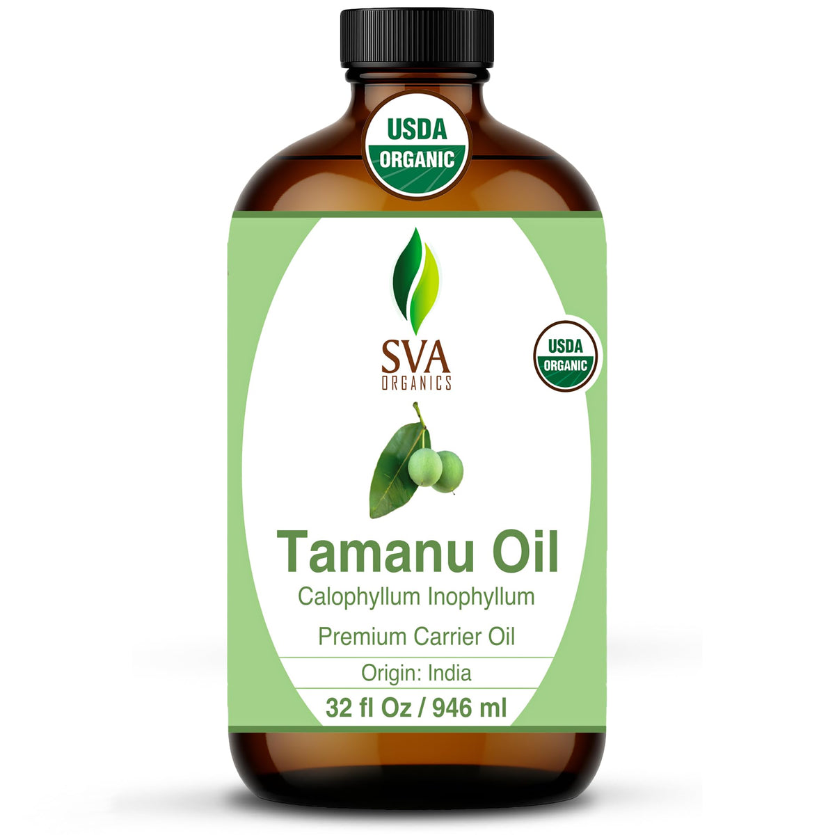 SVA Tamanu oil bottle for skin care and massage.
