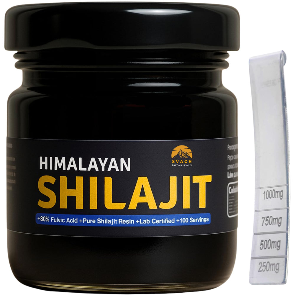 Svach Botanicals Shilajit Resin bottle pour shows premium Himalayas resin for daily vitality