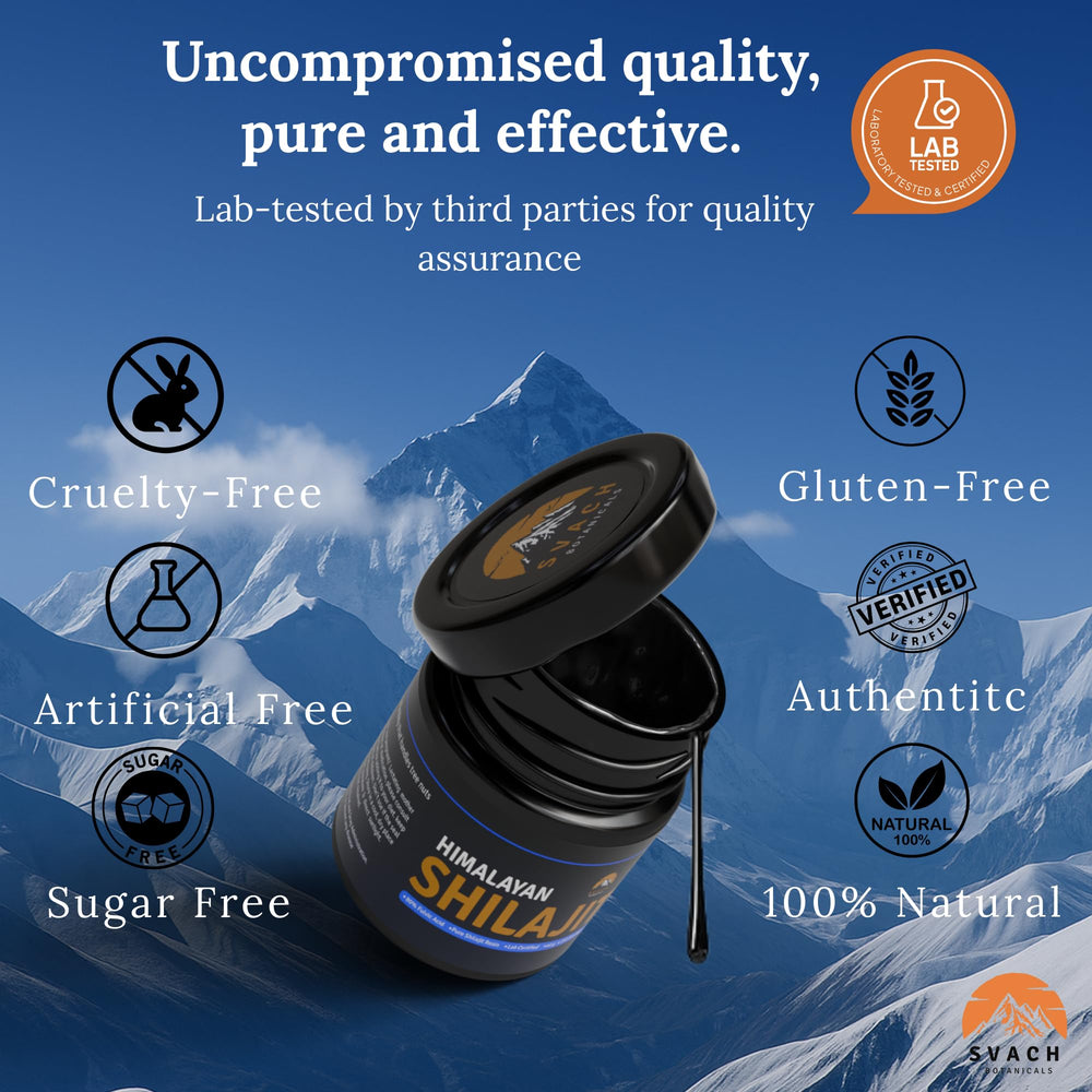 Svach Botanicals Shilajit Resin lab-tested label confirms safety and quality