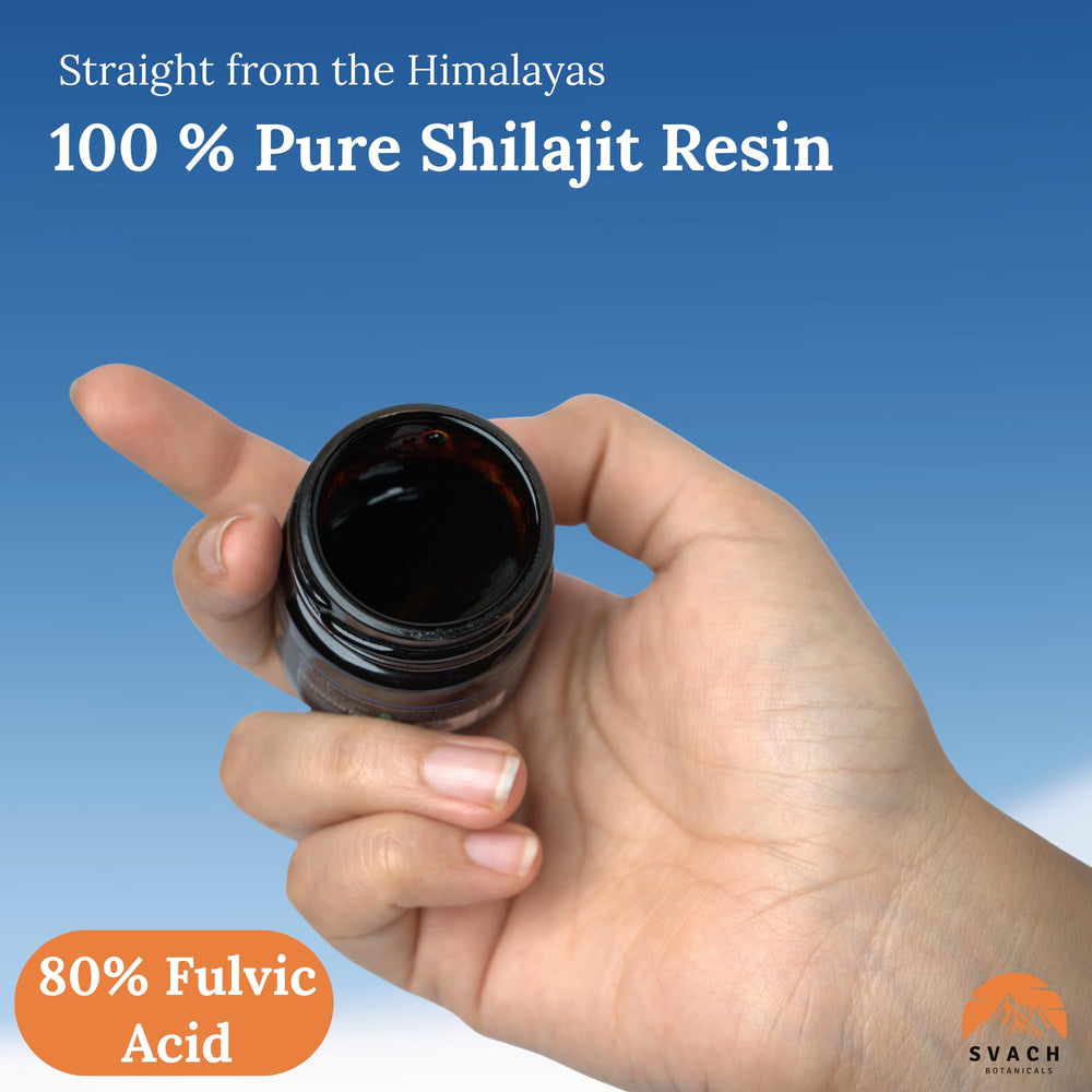 Svach Botanicals Shilajit Resin organic seal emphasizes pure, chemical-free resin