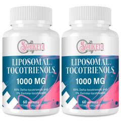 Svaiketa Liposomal Tocotrienols bottle front, premium packaging signals quality and a clean daily supplement ritual.