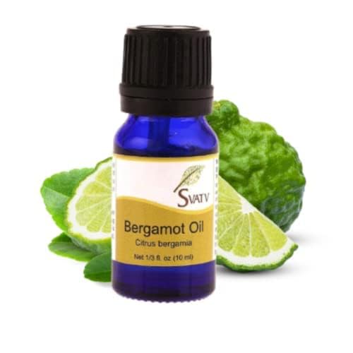 SVATV Bergamot oil label close-up highlighting purity