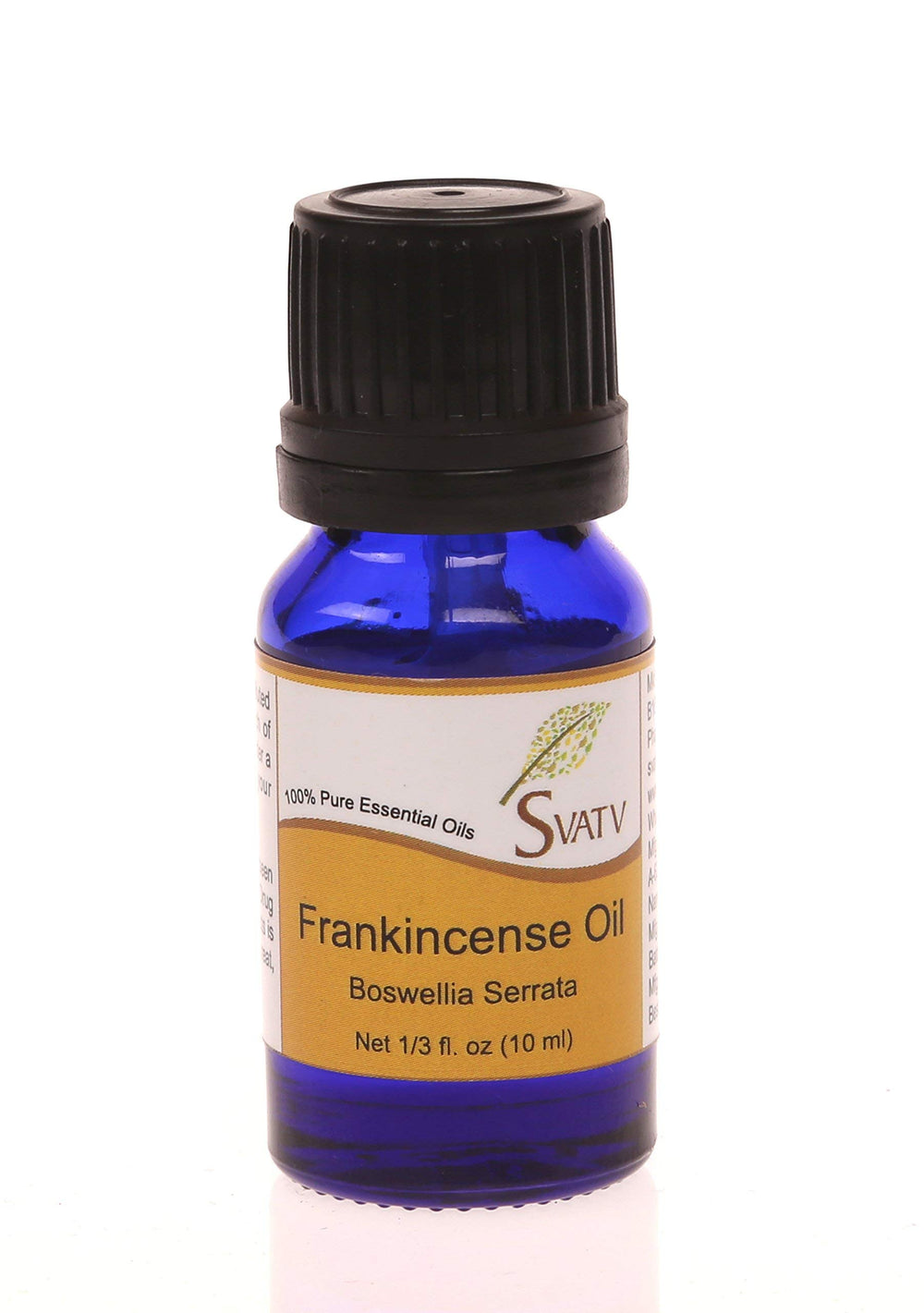 SVATV Frankincense Essential Oil bottle 10ml ideal for diffusers, releasing a warm, earthy aroma.