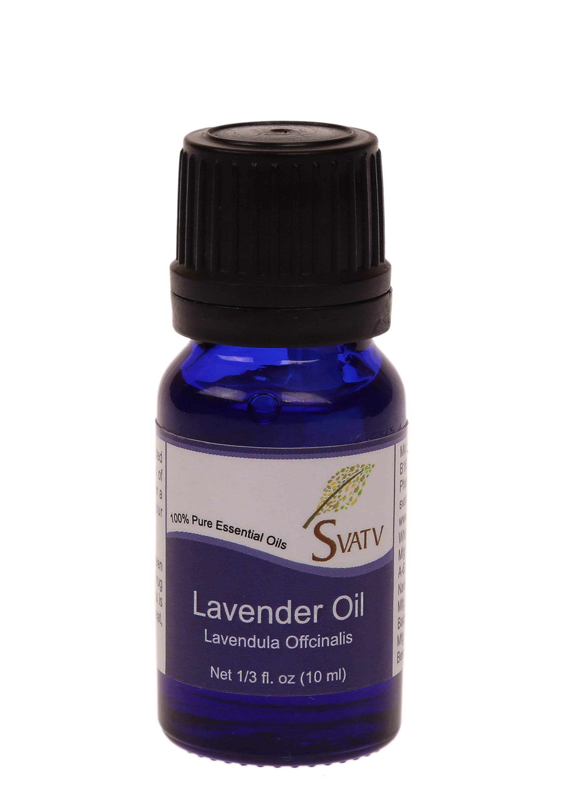 SVATV Lavender essential oil shown with a diffuser for calming ambience.