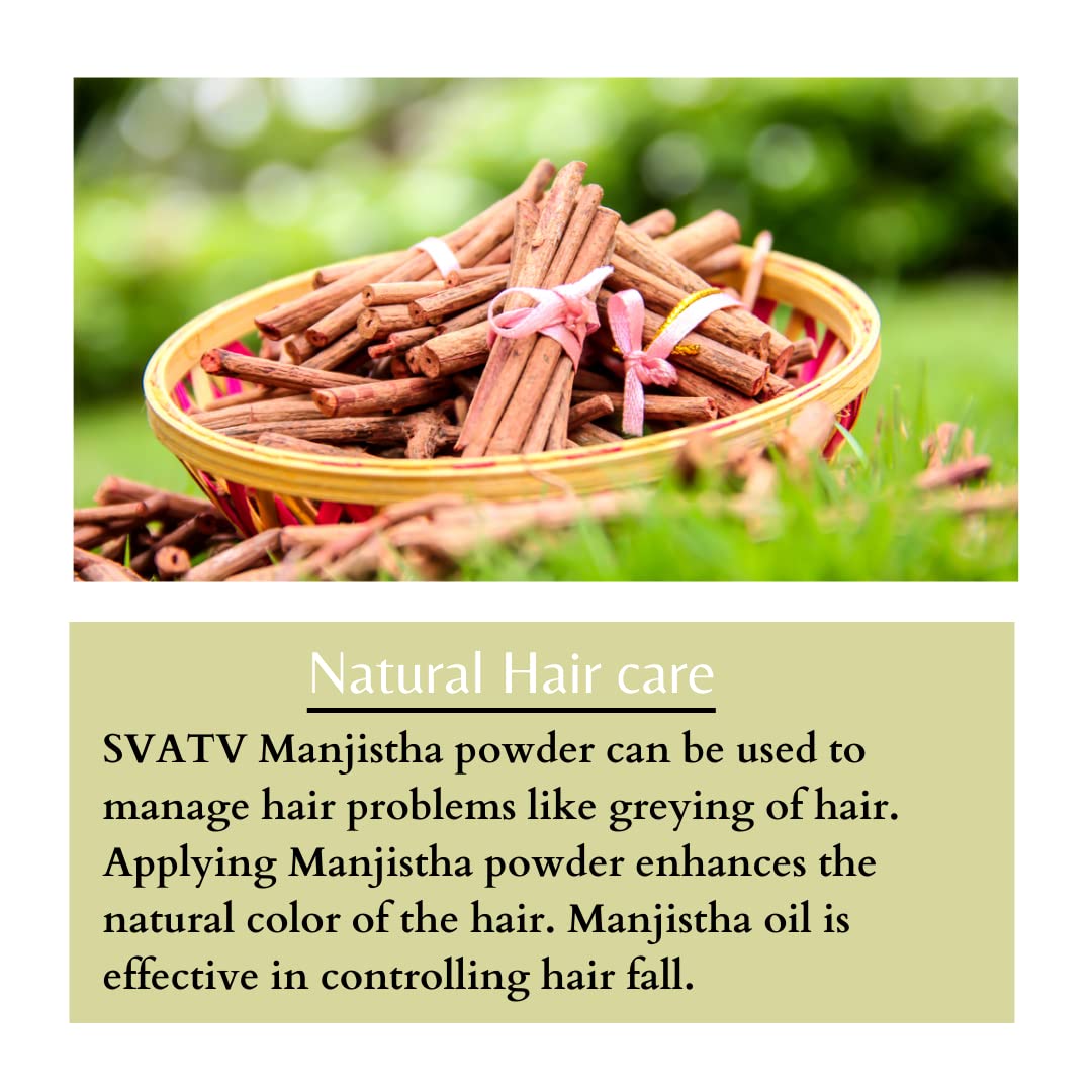 SVATV Manjistha natural hair dye suggests subtle color options.
