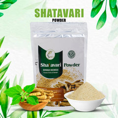 SVATV Shatavari powder texture close-up of fine earthy powder