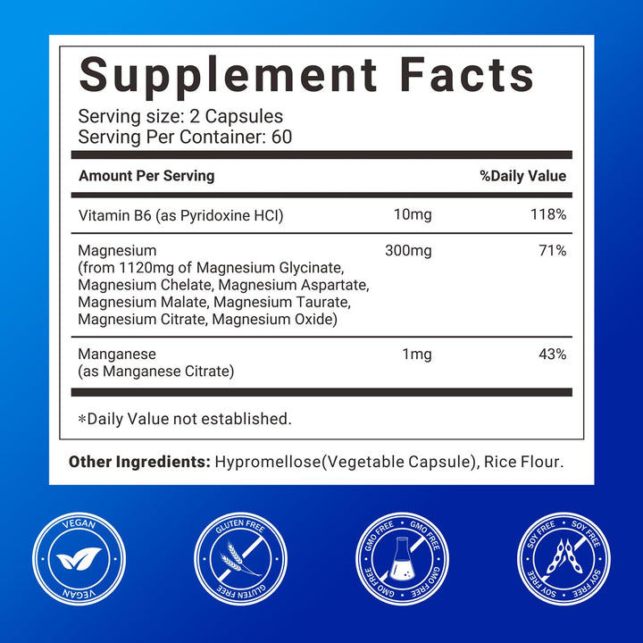 Close-up of Svovita Magnesium Complex capsules, easy-to-swallow design for evening routine.