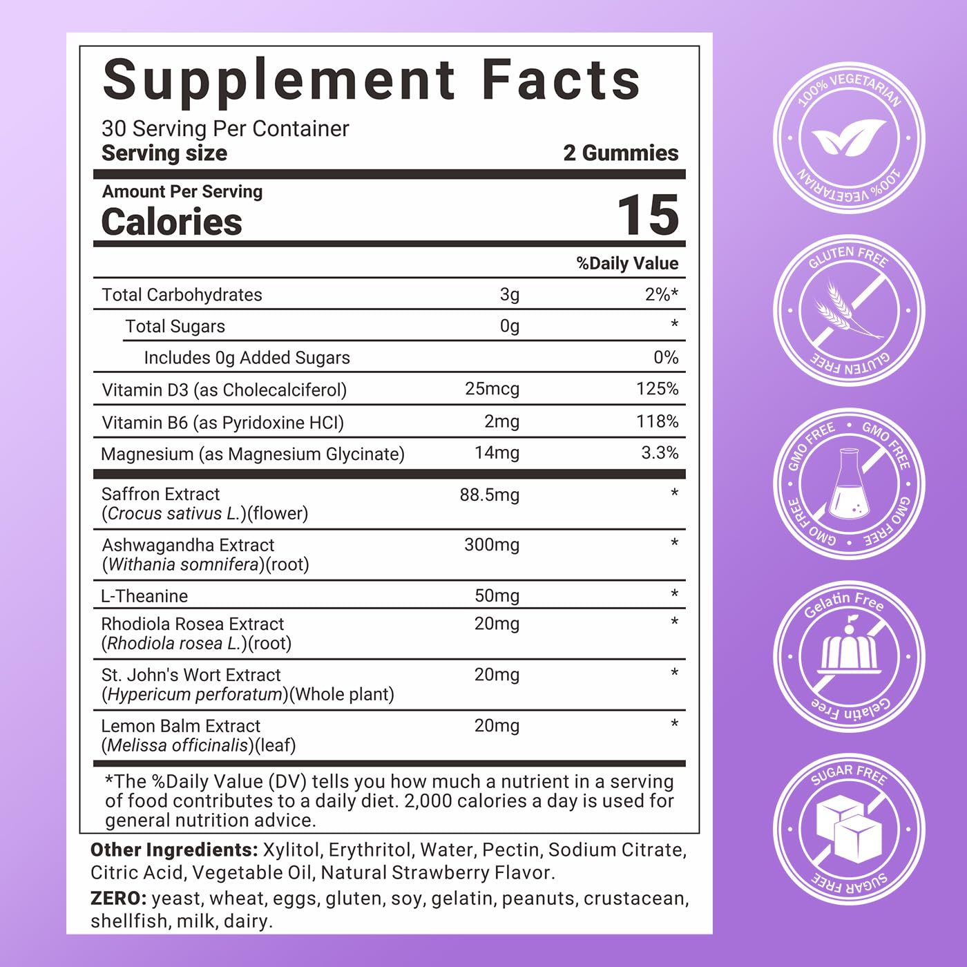Svovita saffron gummies strawberry flavor bites for easy daily routine.