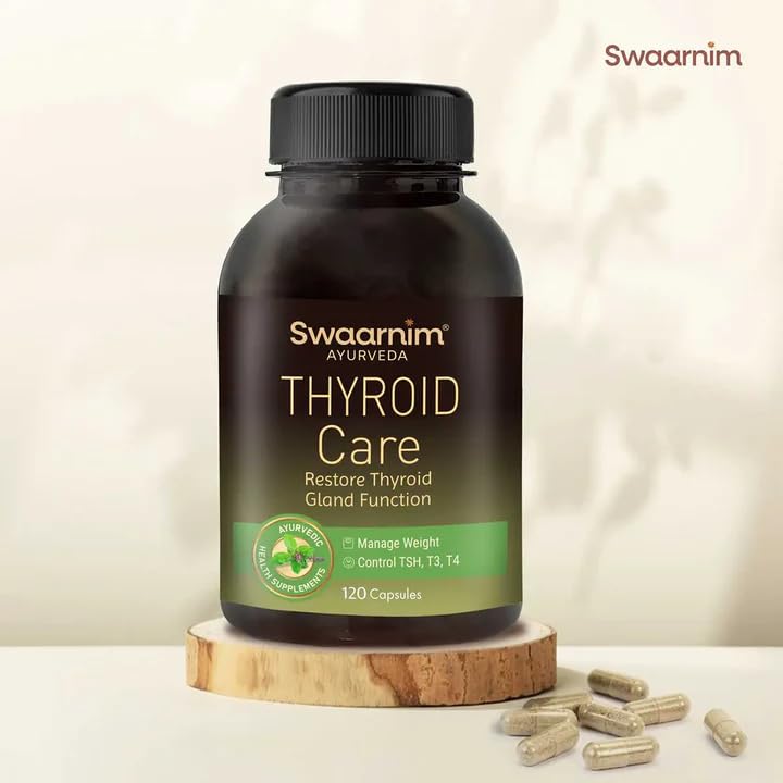 Swaarnim Thyroid Care capsules arranged for a simple daily supplement routine.