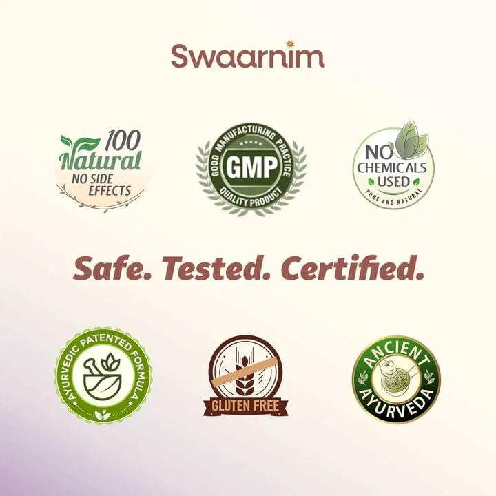 Swaarnim Thyroid Care bottle label detail indicating purity and organic sourcing.