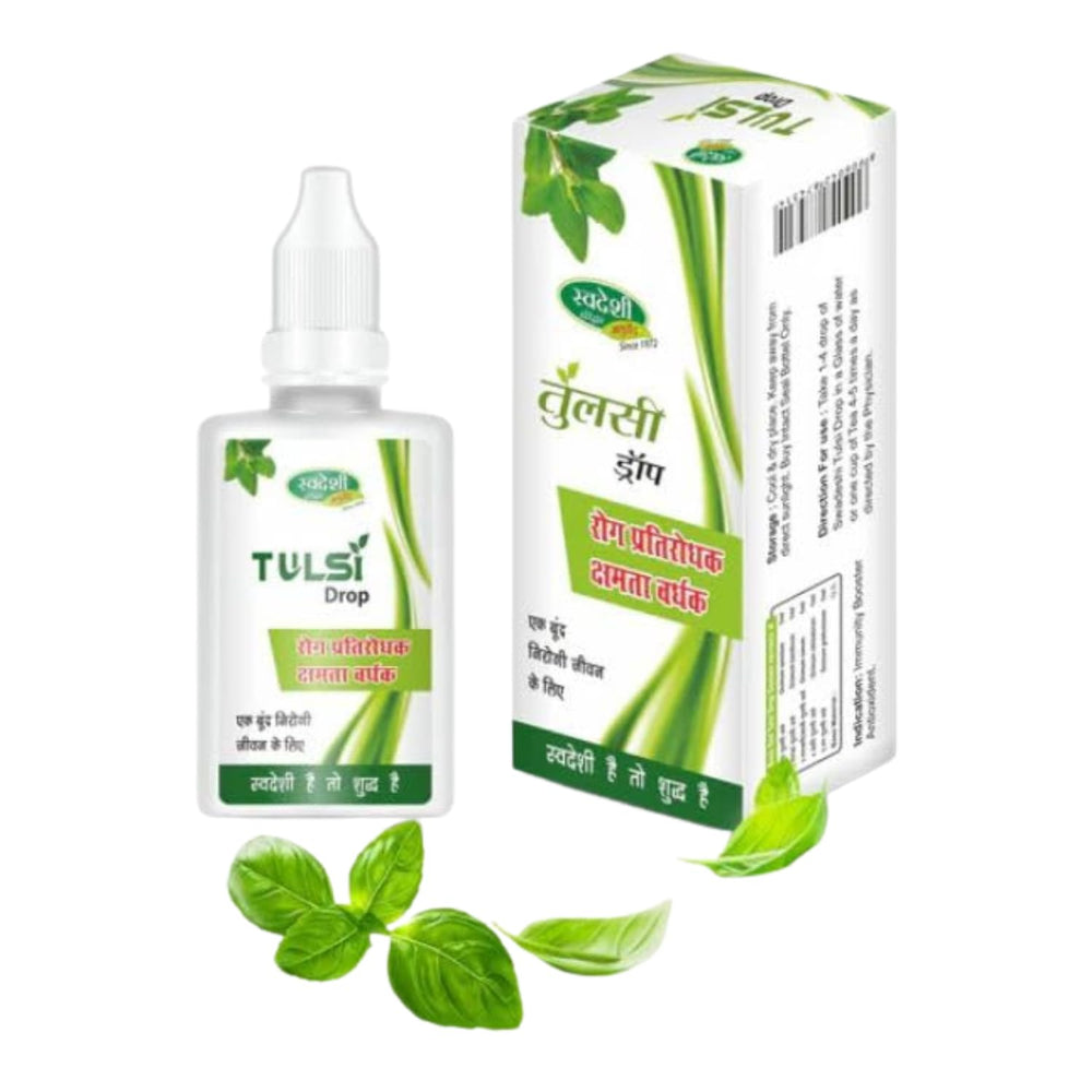 Swadeshi Tulsi Drop bottle with precision dropper for exact herbal dosing