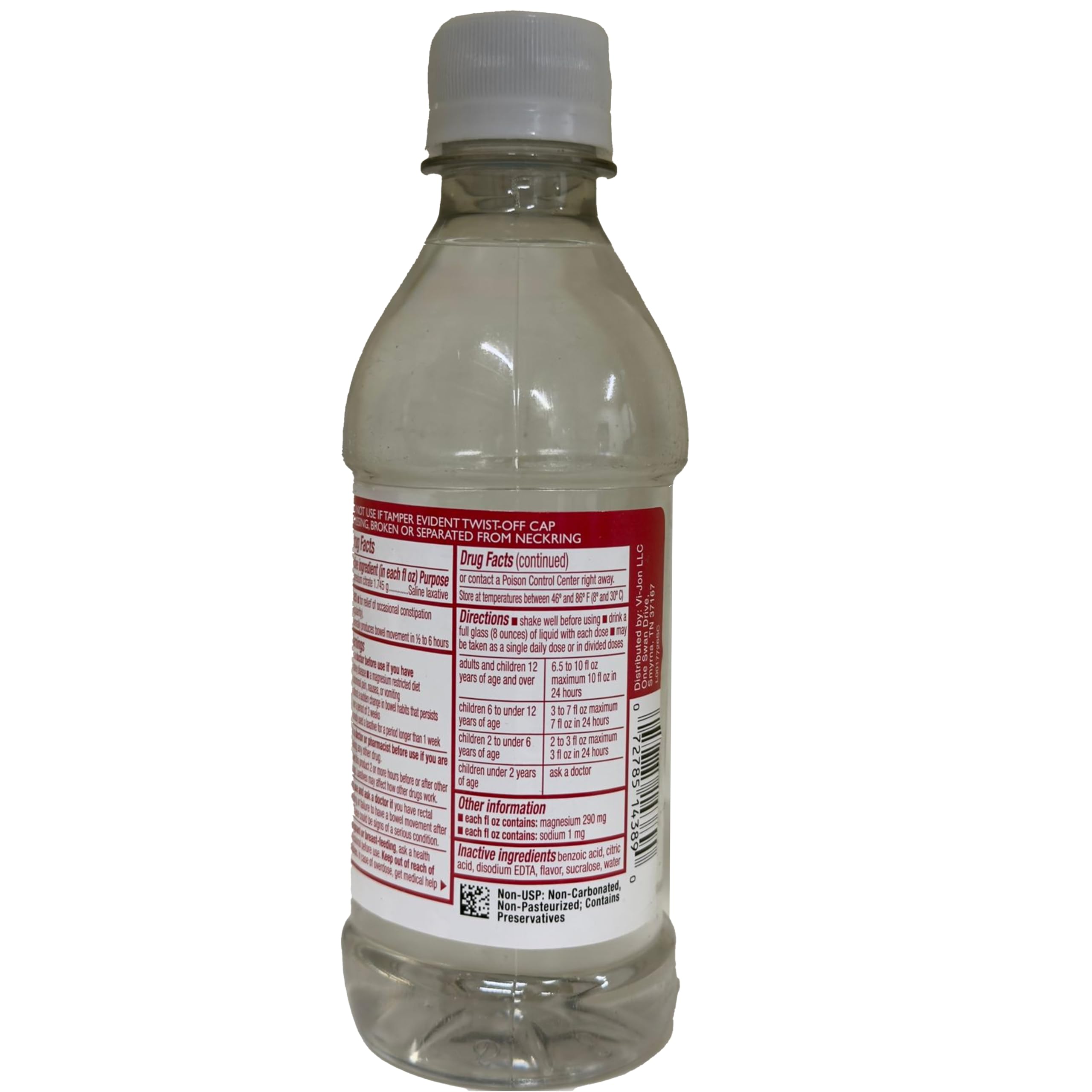 Swan Magnesium Citrate Cherry bottle side view, compact two-bottle set.