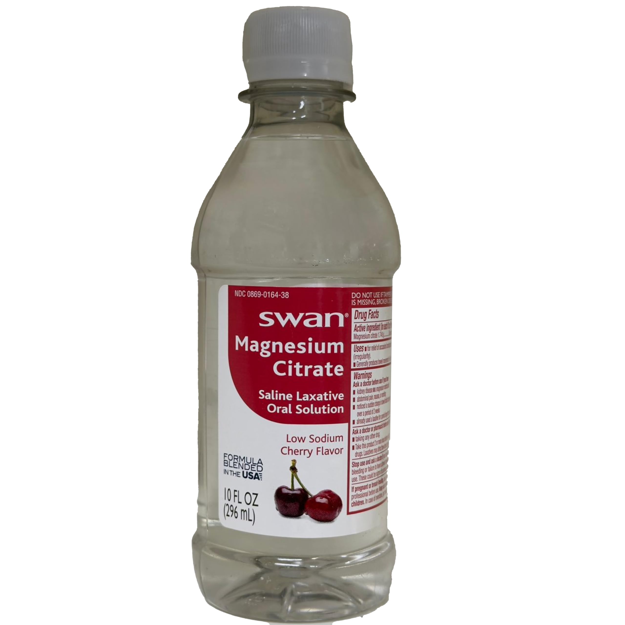 Swan Magnesium Citrate Cherry outer packaging on a store display shelf.
