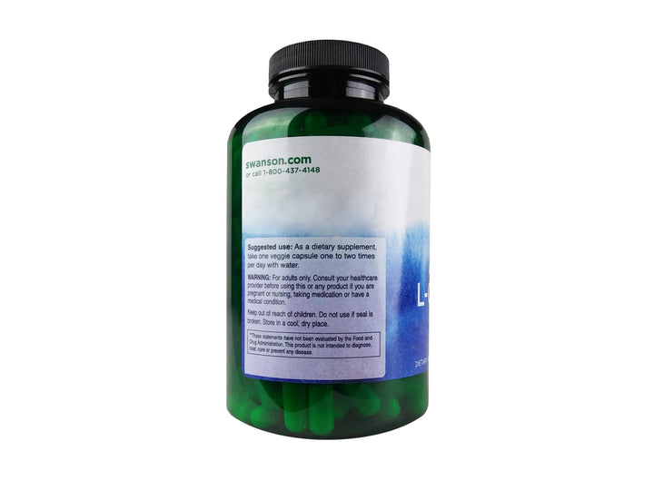Swanson Acetyl L-Carnitine label highlights purity and third-party testing.