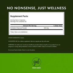 Swanson Activated Charcoal label close view conveying trusted quality.