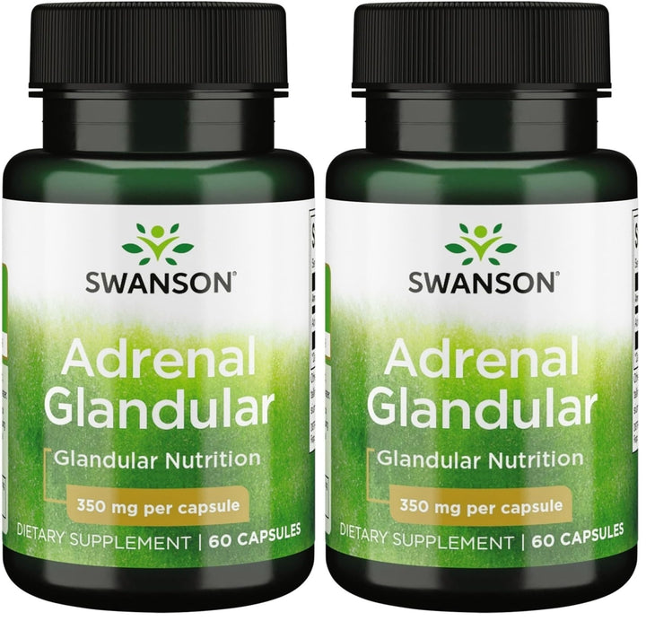 Swanson Adrenal Glandular 350 mg bottle closeup for easy daily use