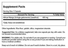 Swanson African Mango 400mg capsule pour showing easy daily dosing