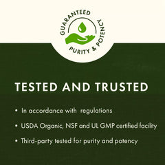 Swanson Agaricus Blazei bottle cap and label indicating quality