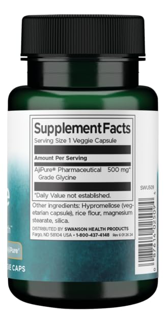 Swanson Ajipure Glycine capsules 60 count for convenient daily use