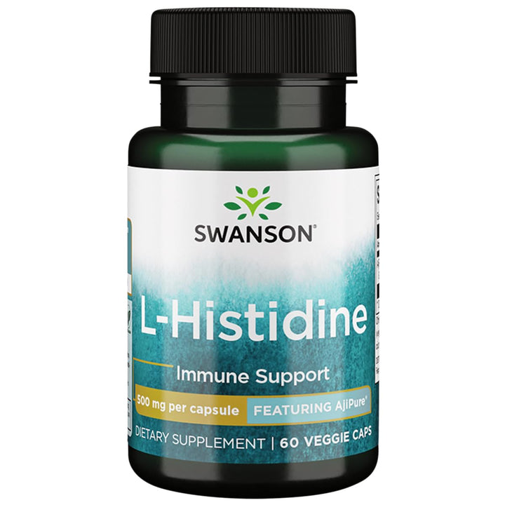 Swanson AjiPure L-Histidine 500 mg bottle; supports daily immune wellness.