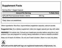 Swanson Ajipure L-Serine bottle back label displays supplement facts and dosage guidance