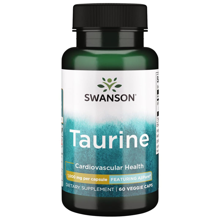Swanson AjiPure Taurine 1000 mg bottle supports electrolyte balance during exercise.