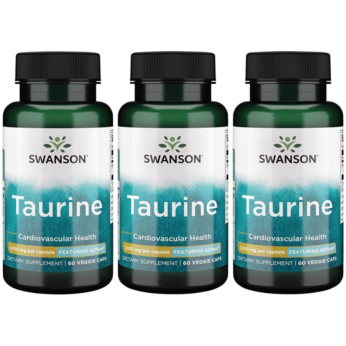 Swanson AjiPure Taurine bottle with capsules for athletic support and electrolyte balance