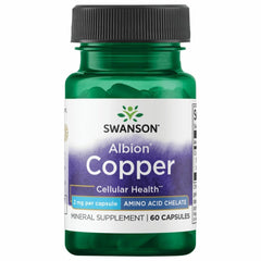 Swanson Albion Chelated Copper bottle with capsules for daily wellness
