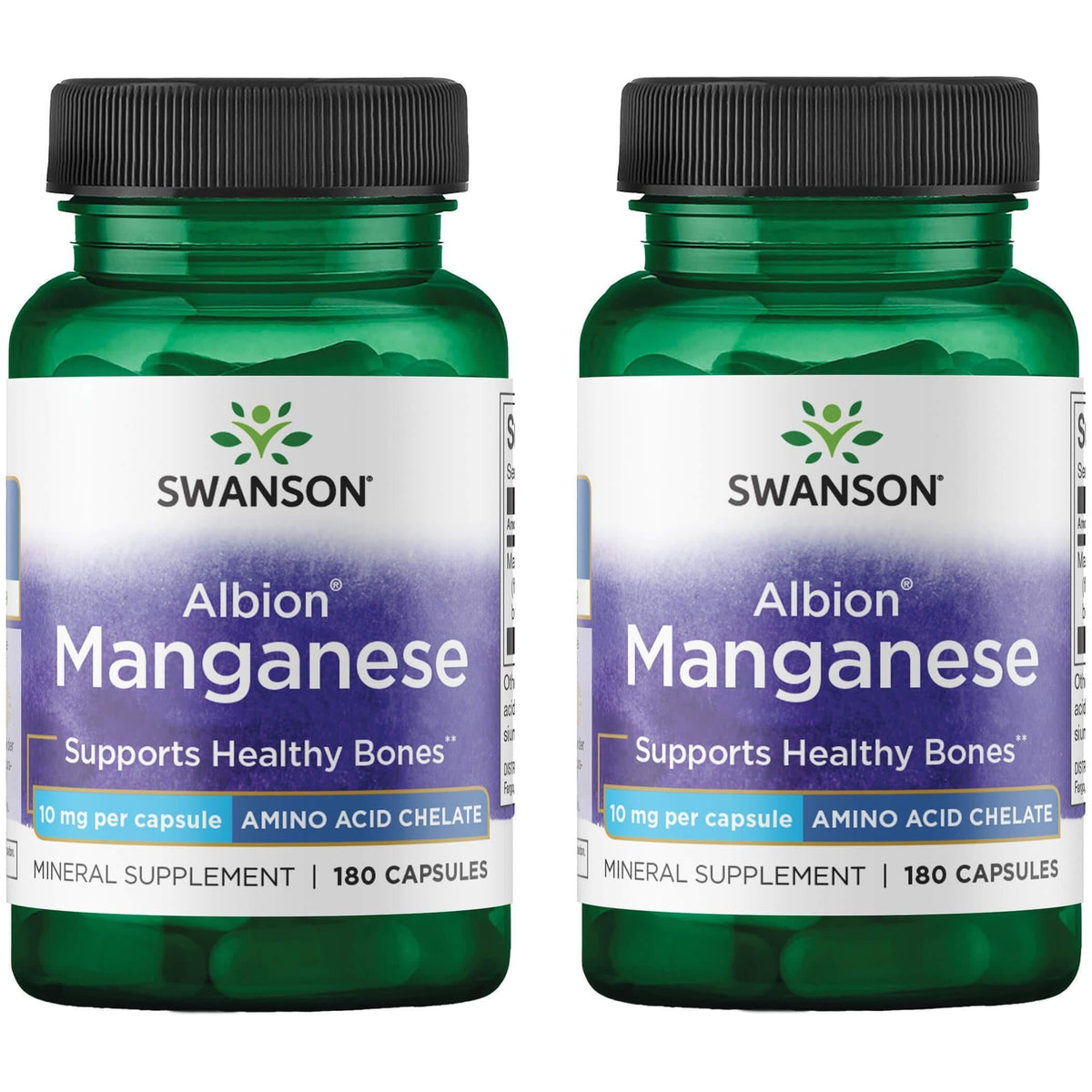 Swanson Albion chelated manganese bottle supports bone health and metabolism