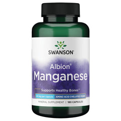 Swanson Albion chelated manganese glycinate 40 mg bottle shows high bioavailability for bone support.