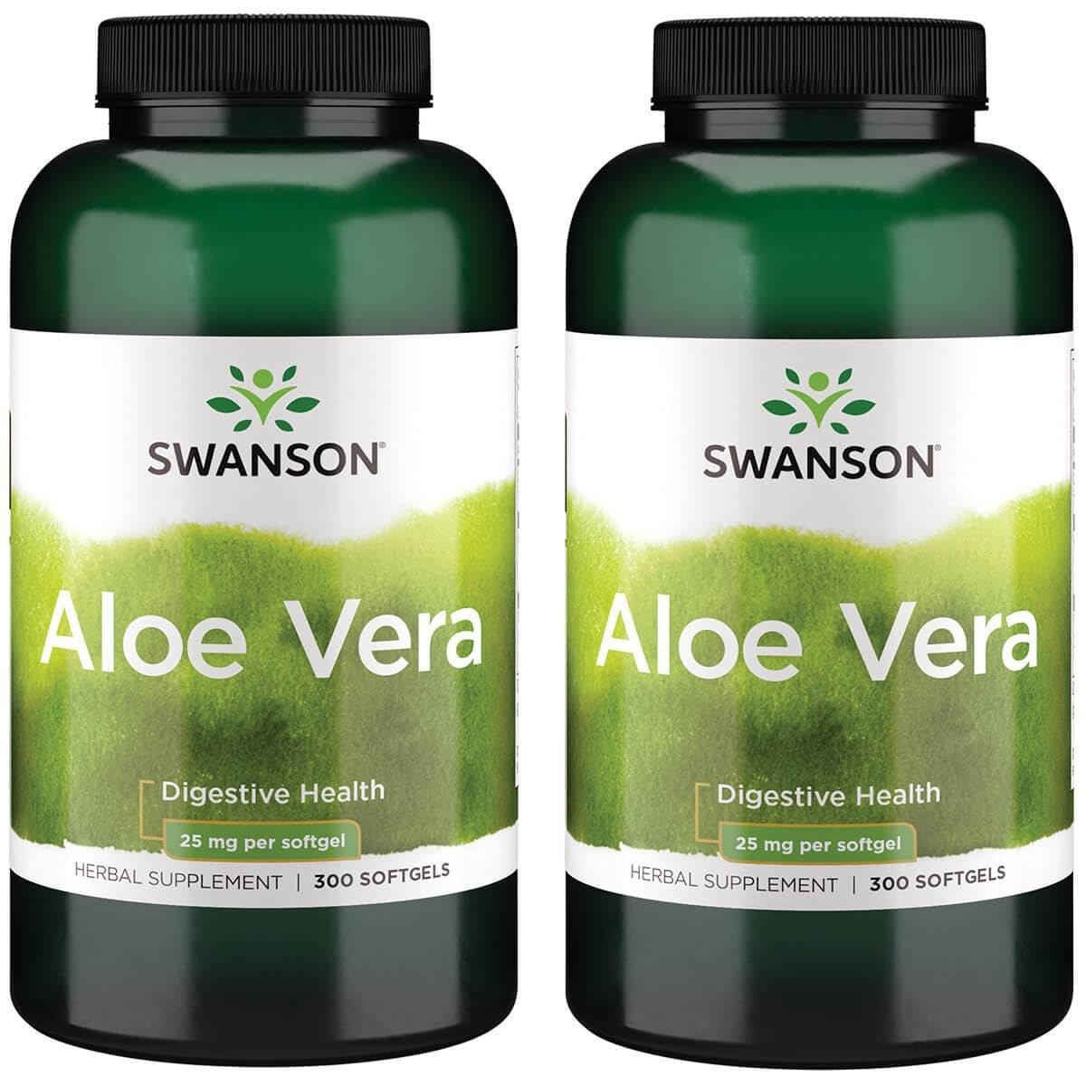 Swanson Aloe Vera 25 mg 300 sgels bottle for digestive wellness and daily health