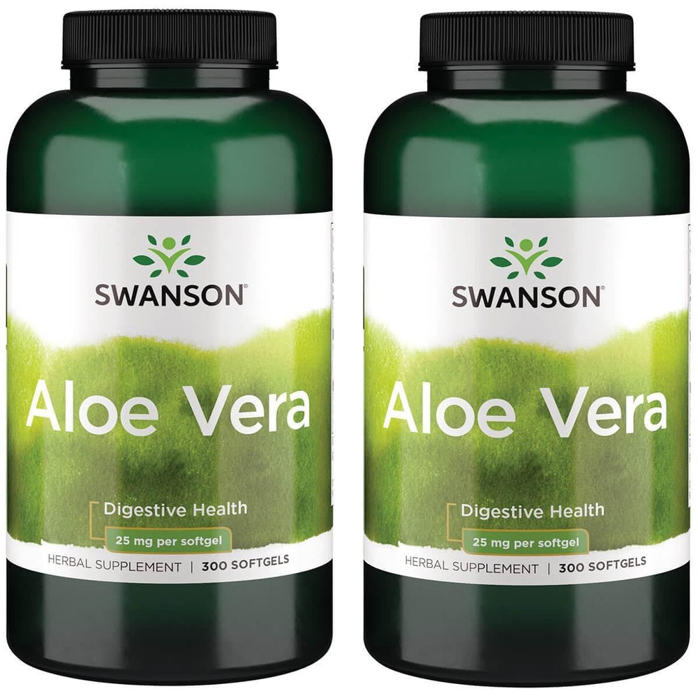 Swanson Aloe Vera 25 mg 300 sgels bottle for digestive wellness and daily health