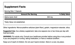 Swanson Alpha Lipoic Acid packaging label highlighting GMP and third-party testing reliability.