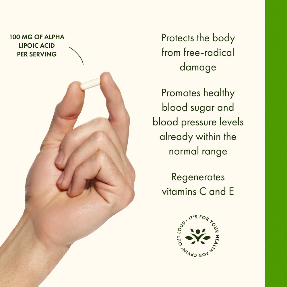 Swanson Alpha Lipoic Acid packaging opened to reveal convenient dosing capsules.
