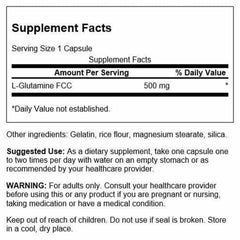 Swanson L-Glutamine 500mg capsules stacked for daily recovery support