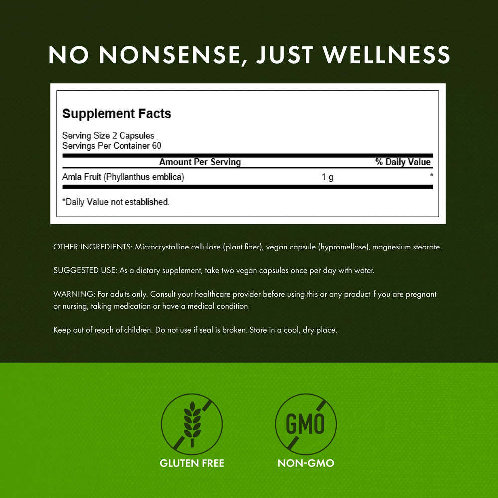 Capsules from Swanson Amla Full Spectrum being dispensed for daily use