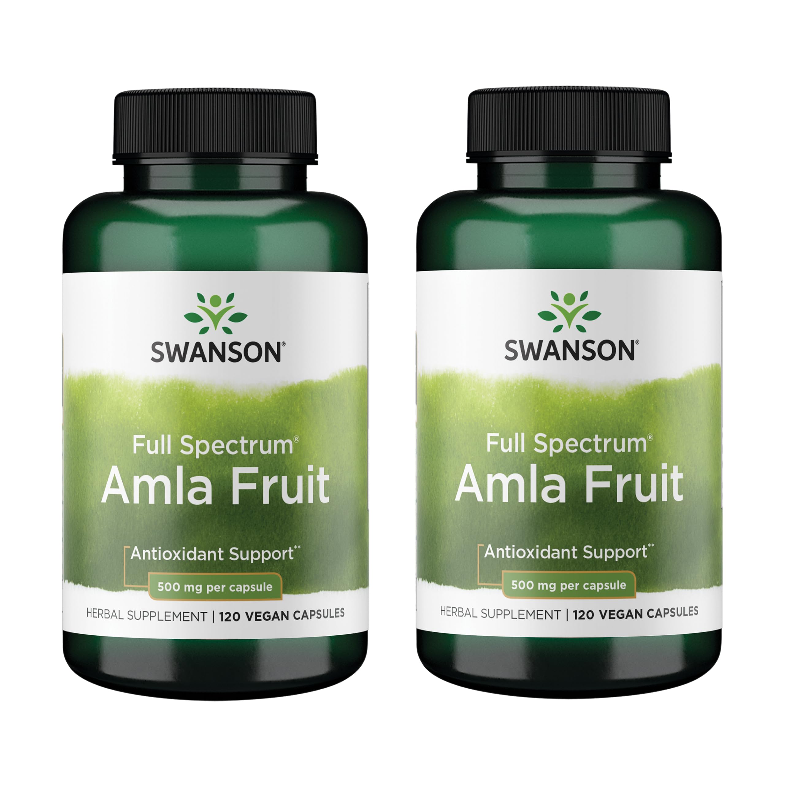 Swanson Amla Full Spectrum bottle label, trusted Ayurvedic supplement for daily vitality