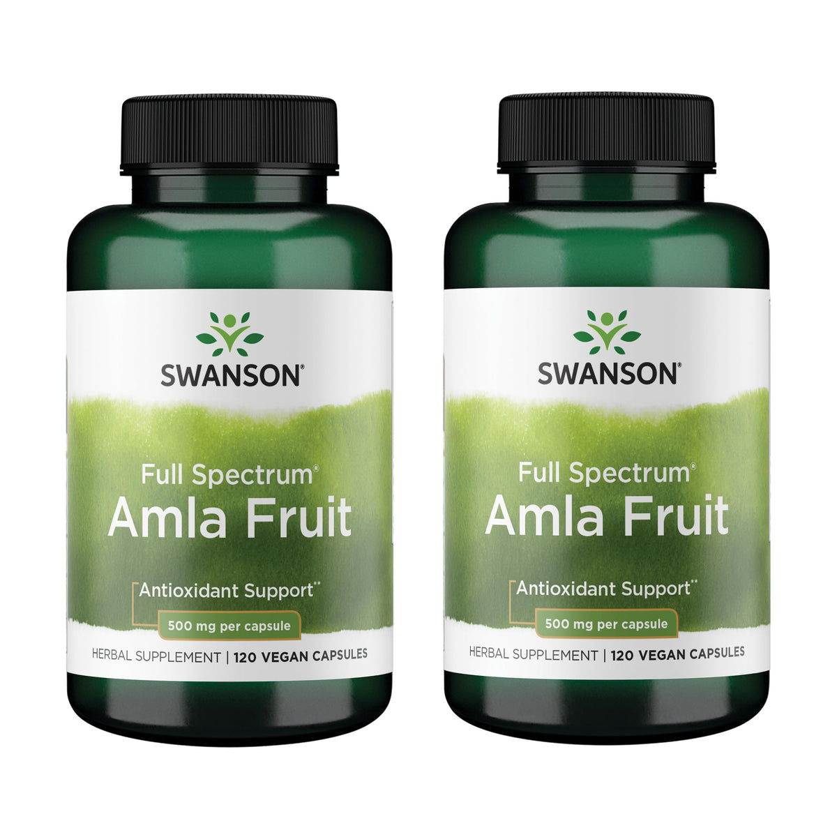 Swanson Amla Full Spectrum bottle label, trusted Ayurvedic supplement for daily vitality